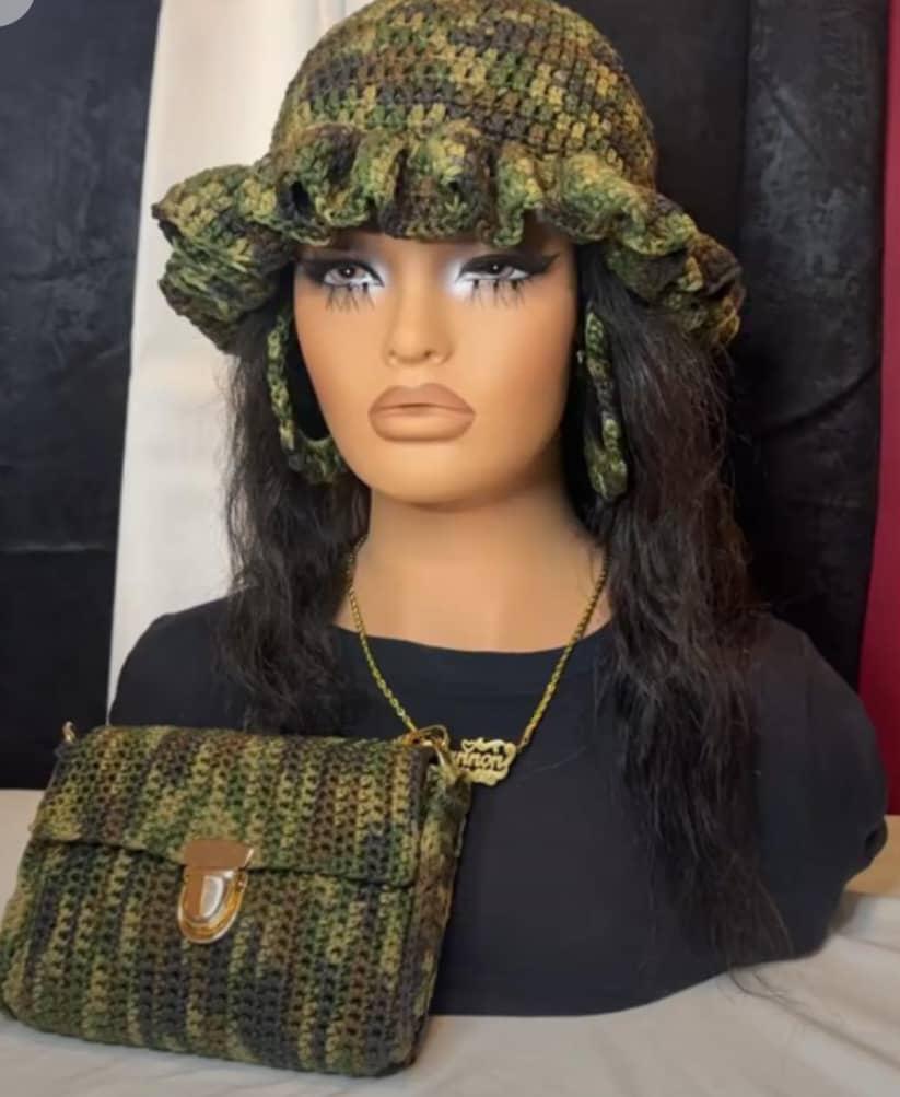 Premium handmade crochet hat and bag set